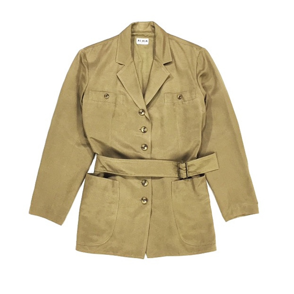 Azzedine Alaia Golden Beige Silk Blend Jacket 🌟